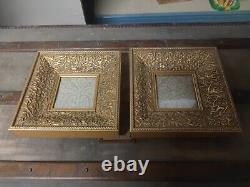 1 paire cadre en bois doré or XIXème arrière tissu restauré