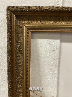 35x42cm 6F Cadre Bois et Stuc Doré XIX Ancien Peinture Napoleon III Gold Frame