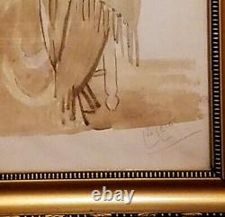 ANCIEN TABLEAU l'ARLESIENNE par LEO LELEE Beau CADRE BOIS DORE 38,5 x 54 cm