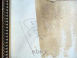 ANCIEN TABLEAU l'ARLESIENNE par LEO LELEE Beau CADRE BOIS DORE 38,5 x 54 cm