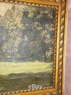 Albert REGAGNON 1922 Huile sur toile Vue de sous bois Tableau + Cadre doré
