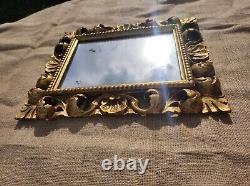 Ancien Cadre Bois Sculpté Doré Italie feuillure 24 cm x 18 cm frame photo Miroir