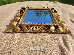 Ancien Cadre Bois Sculpté Doré Italie feuillure 24 cm x 18 cm frame photo Miroir