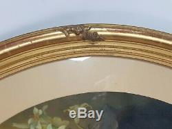 Ancien Cadre Ovale bois sculpté doré à la feuille Fin XIX° s. TB. État