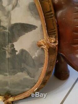 Ancien Cadre à vue ovale en bois doré de style Louis XV époque début XX ème s