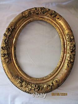 Ancien Cadre bois sculpté doré feuille d'or/old Frame Antique-XVIII Régence-TBE