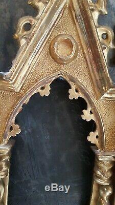Ancien Cadre en Bois Doré Gothique Gothic Golden Frame