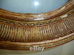 Ancien Cadre ovale en bois doré Epoque XIX Style Louis XVI + Verre