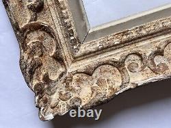 Ancien Grand cadre Montparnasse bois sculpté fleur de lys tableau 20F art déco