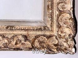 Ancien Grand cadre Montparnasse bois sculpté fleur de lys tableau 20F art déco