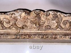 Ancien Grand cadre Montparnasse bois sculpté fleur de lys tableau 20F art déco