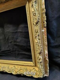 Ancien Très Jolie Cadre Louis XV stuc doré sculpté 19ème 64x50cm 2,9kg