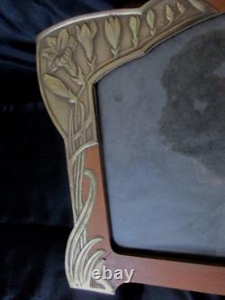 Ancien cadre Art Nouveau déco, décoration en laiton doré jugendstil Signé