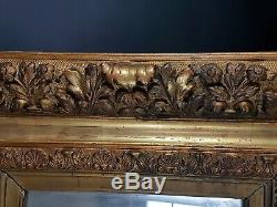 Ancien cadre bois & stuc 18/19° s. Antique Gilded wooden frame 46x38cm R14