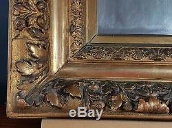 Ancien cadre bois & stuc 18/19° s. Antique Gilded wooden frame 46x38cm R14