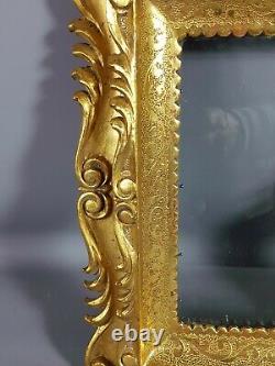 Ancien cadre italien bois sculpté doré feuille d'or 32x28cm Très bel état