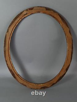 Ancien cadre ovale bois stuc dorure feuille d'or 56x46 feuillure 50x40 cm SB