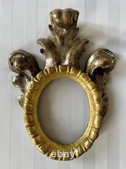 Ancien cadre reliquaire ornement en bois doré sculpté 18è XVIII sculpture église