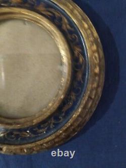 Ancien cadre renaissance doré bleu feuillure 6 cm photo frame peinture gravure