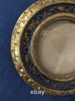 Ancien cadre renaissance doré bleu feuillure 6 cm photo frame peinture gravure