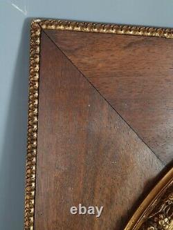 Ancien cadre vue ovale chêne stuc doré 70x60 feuillure 50,5x40 cm Très bel état