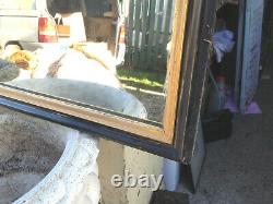 Ancien grand miroir Napoléon 3 vintage cadre en bois noir et doré vintage