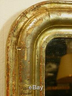 Ancien miroir Louis Philippe cadre en bois doré hauteur 49 cm XIXé n°708