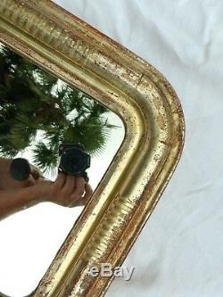 Ancien miroir Louis Philippe cadre en bois doré hauteur 49 cm XIXé n°708