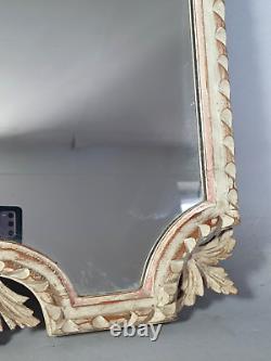 Ancien miroir bois sculpté cérusé décor colombes style Louis XVI 85x53 cm SB572