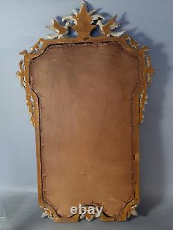 Ancien miroir bois sculpté cérusé décor colombes style Louis XVI 85x53 cm SB572