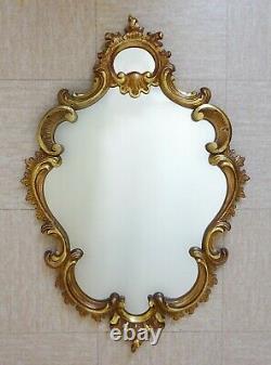 Ancien miroir cadre peint à la feuille d'or style baroque