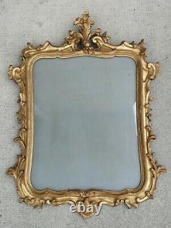 Ancien miroir style rocaille Louis xv bois doré carved wood mirror frame cadre