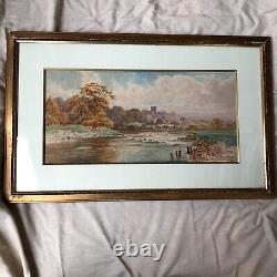 Aquarelle Paysage De Lande Ecosse 19 Eme Siecle Cadre Bois Dore Inv 11870