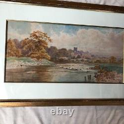 Aquarelle Paysage De Lande Ecosse 19 Eme Siecle Cadre Bois Dore Inv 11870