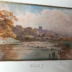 Aquarelle Paysage De Lande Ecosse 19 Eme Siecle Cadre Bois Dore Inv 11870