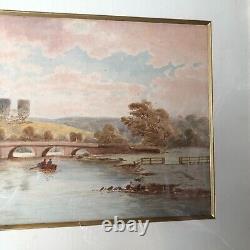 Aquarelle Paysage De Riviere Ecosse 19 Eme Siecle Cadre Bois Dore Inv 11871