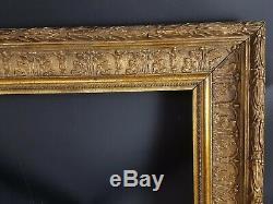 Bel Ancien Cadre bois / stuc doré 60x50 cm, enchassement 45x35 cm