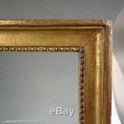 CADRE BAGUETTE BOIS DORÉ XVIII-XIX RANG PERLES feuillure 30,5 x 38 cm