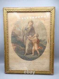 CADRE LOUIS XVI ANCIEN EN BOIS SCULPTE ET DORE. Gravure, Peinture, aquarelle, XVIII°