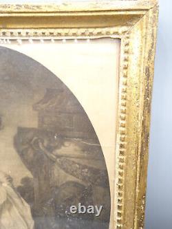 CADRE LOUIS XVI ANCIEN EN BOIS SCULPTE ET DORE. Gravure, Peinture, aquarelle, XVIII°
