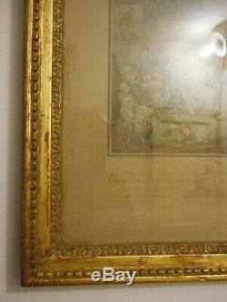CADRE LOUIS XVI EN BOIS SCULPTE ET DORE. Gravure, Peinture, aquarelle, dessin