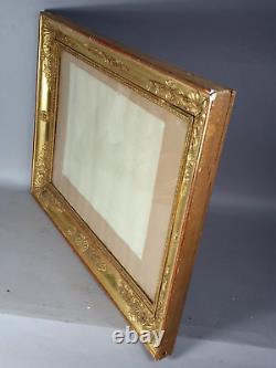 Cadre 1er Empire bois stuc doré +verre d'origine 55x50 feuillure 56x42 cm C109