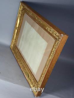 Cadre 1er Empire bois stuc doré +verre d'origine 55x50 feuillure 56x42 cm C109