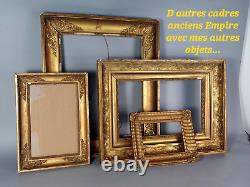 Cadre 1er Empire bois stuc doré +verre d'origine 55x50 feuillure 56x42 cm C109