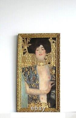 Cadre Ancien Bois Dore Art Deco Peinture Huile Reproduction Klimt