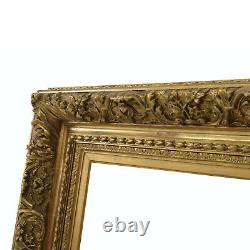 Cadre Ancien de XIXe en bois doré Pompeux Feuillure 41,5x33 cm
