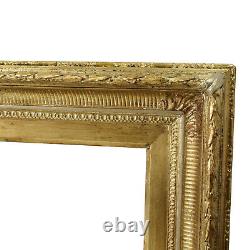 Cadre Ancien de XIXe en bois doré a la feuille Style Canaux Feuillure 51x31