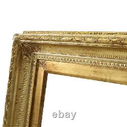 Cadre Ancien de XIXe en bois doré a la feuille Style Canaux Feuillure 51x31