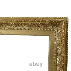 Cadre Ancien doré de 1880-1900 en bois pour peinture Feuillure 58x39 cm