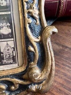 Cadre Stuck & Bois Doré Polychrome Fleurs & Entrelacs Antique Frame